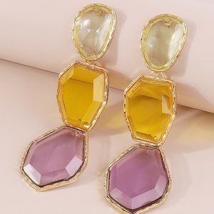 3-Tiered Multicolored Resin Drop Dangle Earrings- NWT